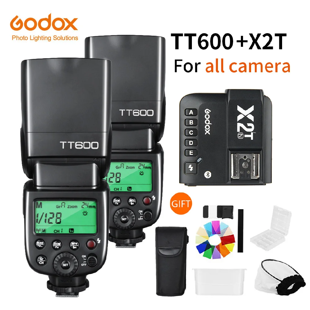 

Беспроводная вспышка Godox TT600 2,4G TTL 1/8000s + дополнительный триггер Godox X2T для зеркальных камер Canon/Nikon/Sony/Fuji/Olympus
