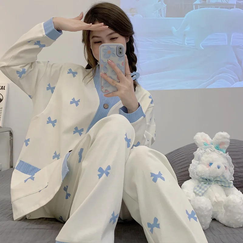 Nursing Clothes 2 Pieces Pajamas Maternity Clothes Home Clothes Spring And Autumn Confinement Clothes Summer Nursing Pajamas 3