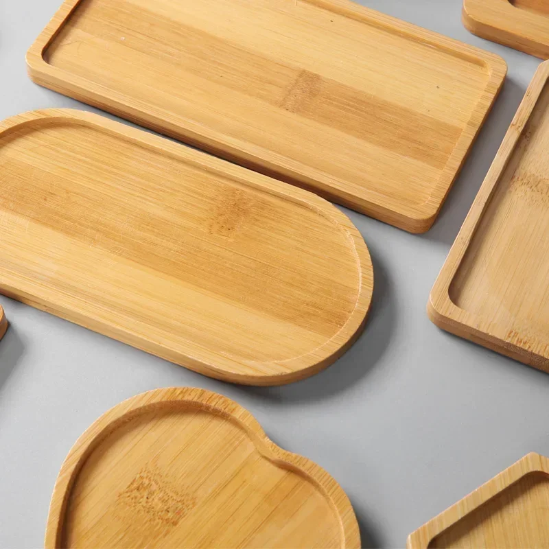 Bamboo Tray Plant Mini Plant Pot Rack Multi-meat Pot Tray Balcony Storage Kitchen Storage Bathroom Storage Round Square