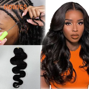 Extension per capelli all'uncinetto Body Wave senza nodi, pre-separati, in vero capello umano, con micro anelli, colore naturale