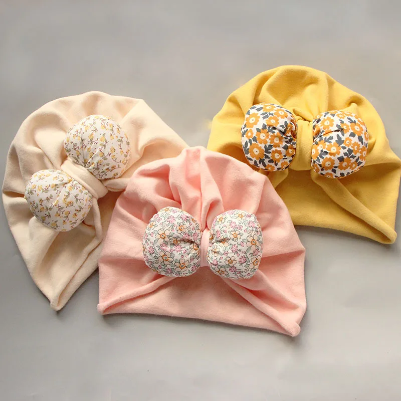 

Newborn Cap No Brim Spring Fall Floral Butterfly Baby Boy Girl Keep Warm Pullover Hat Kid Hat Pure Cotton 0-3 Months