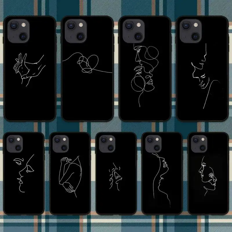 Custodia Per Telefono Con Linee In Bianco E Nero Per Iphone 11 12 Mini 13 14 Pro Xs Max X 8 7 6S Plus 5 Se Xr Shell