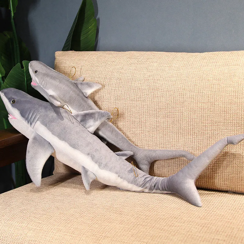 60-140CM Great White Shark Plush Toy Simulation Stuffed Soft Jaws