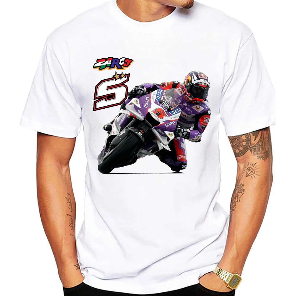 Johann Zarco 5 France Gp Race 2023 T-Shirt New Summer Men Manica Corta Gs Sport Cool Boy Casual Tees Moto White Tops