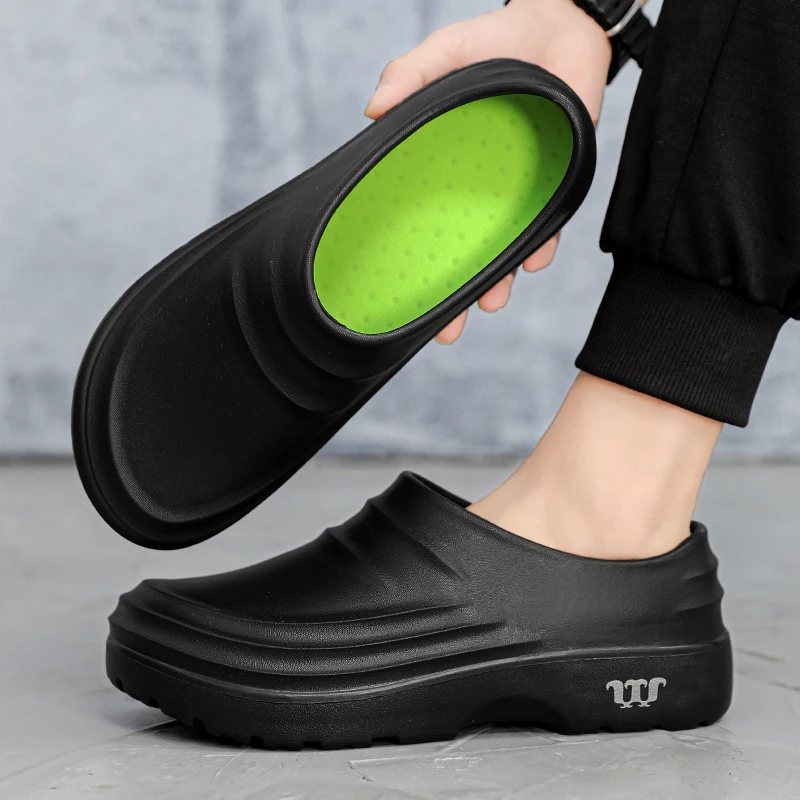 

2023 High Quality EVA Men Chef Shoes Non-slip Waterproof Oil-proof Hotel Kitchen Working Shoes Men Clogs Garden Men Safety Shoes