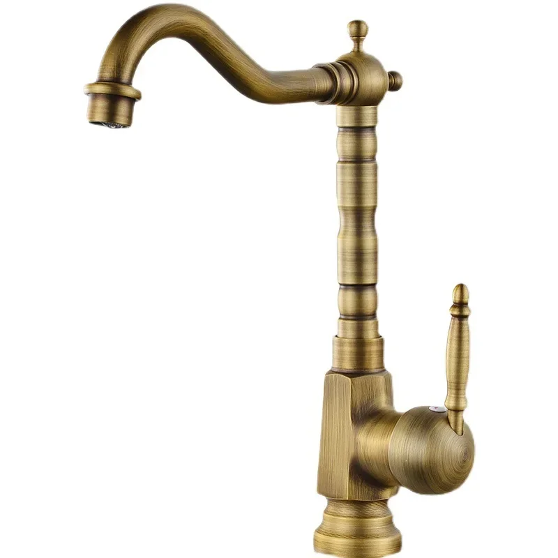 

European retro faucet all copper American antique bathroom washbasin basin hot and cold water rotation