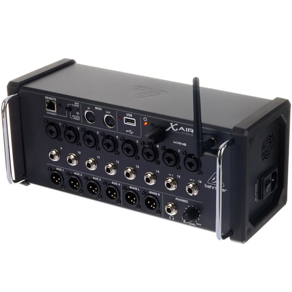 베링거 X 에어 XR16 16입력 스테이지 박스/랙마운트 디지털 믹서 (아이패드/안드로이드 태블릿용, 8개 미다스 프리앰프, Wi-Fi 및 USB 포함)