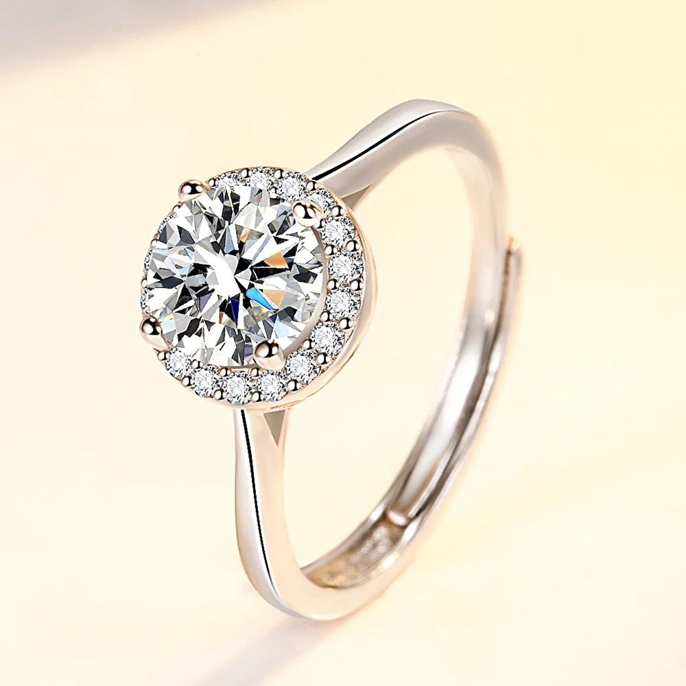 Silver Rings 925 Sterling Open CZ Simulated Stackable Platinum Plated Eternity Bands for Women