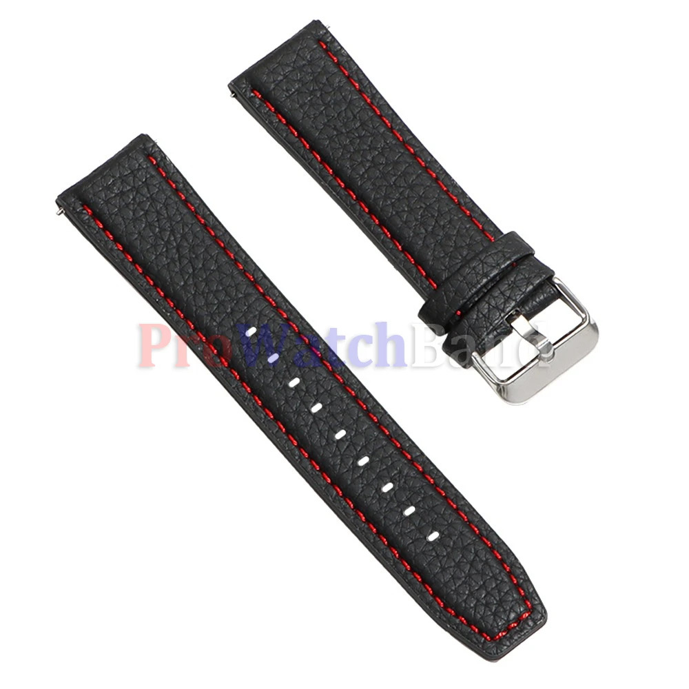 High-Quality Brown Lychee Pattern Leather Watch Band - Universal Fit