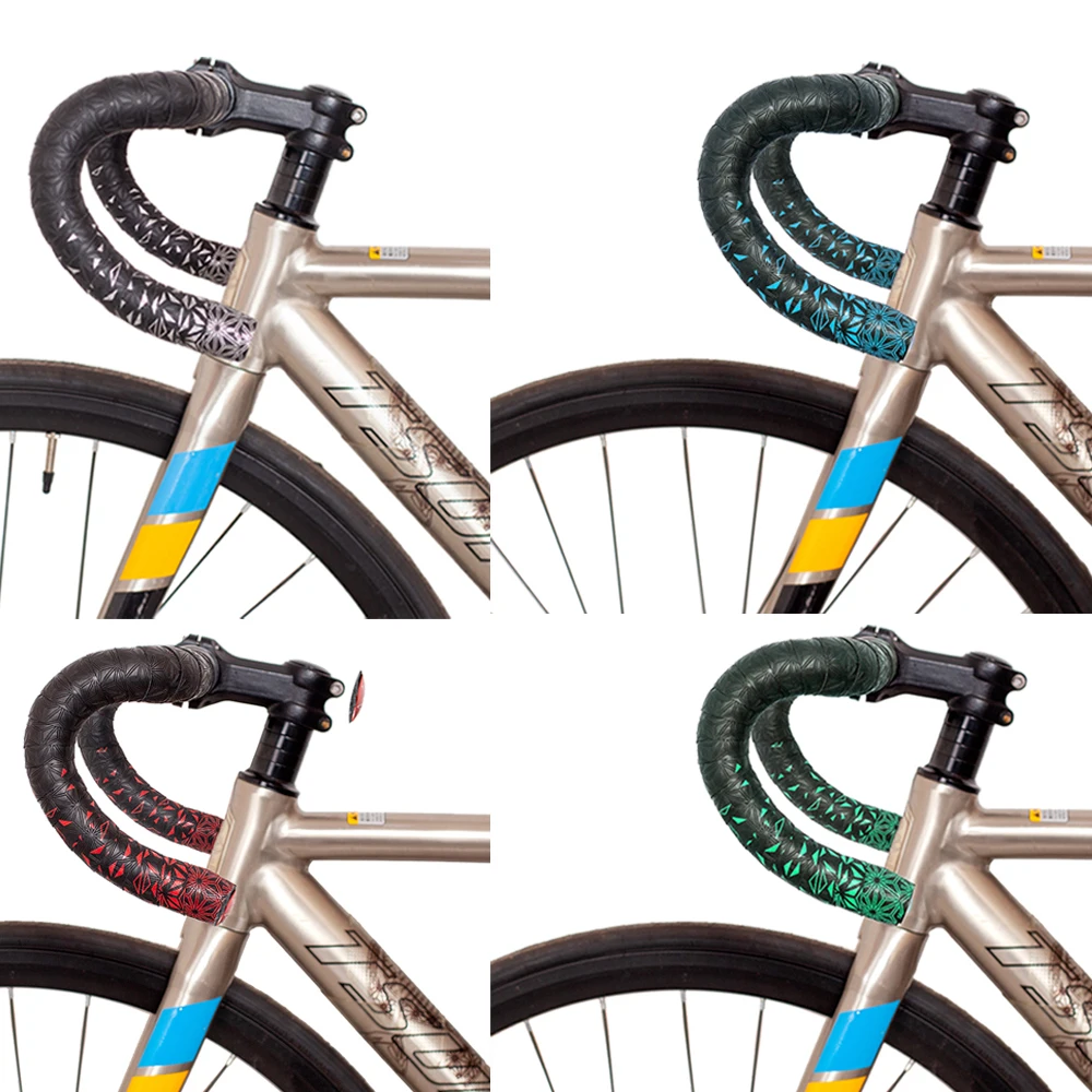Bike Handlebar Tape Road Bike Bar Tape Super Sticky Kush Star Fade Bar Tape EVA/PU Bike Anti-Skid Shock Absorber Wrap With 1 pair Plugs