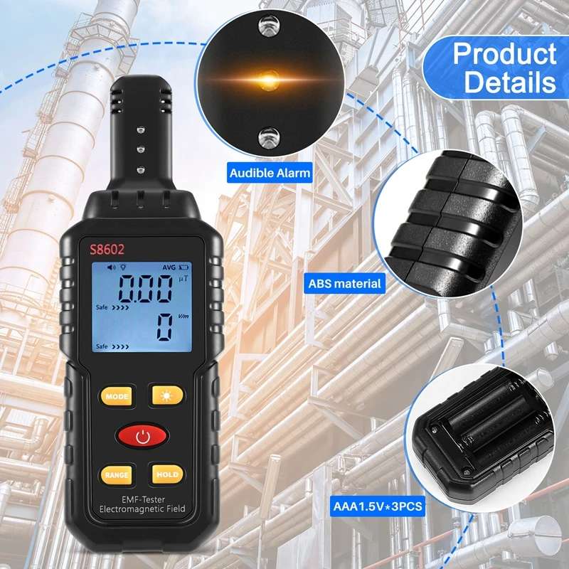 3-In-1 Radiation Dosimeter Counter Geiger EMF Meter Alarm Real-Time Measure Detector Tester