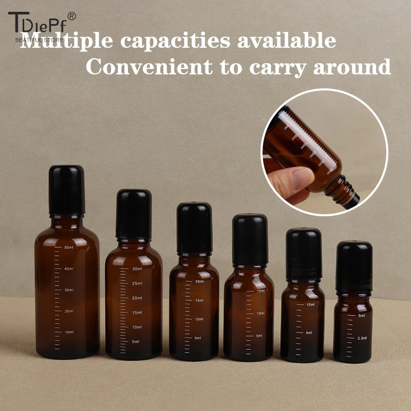 

1Pcs Mini 5ml 10ml 15ml 20ml 30ml 50ml Empty Brown Roll On Glass Bottles Roller Ball For Perfume Essential Oil Liquid Substances