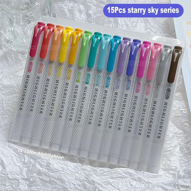 Highlighter Pen Marker Pen Highlighter Marker Art Marker 5/30Pcs Set Pastel Highlighter Pen Dual Tip 1mm 4mm Soft Color Art Marker Student Stationery Double Head Drawing Fluorescent Pen