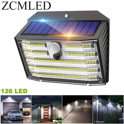 Enhanced Solar - Powered Outdoor Security Lights, Wireless & Waterproof with Motion Sensor Technology (126 LED, 3 Lighting Modes) (4PCS)