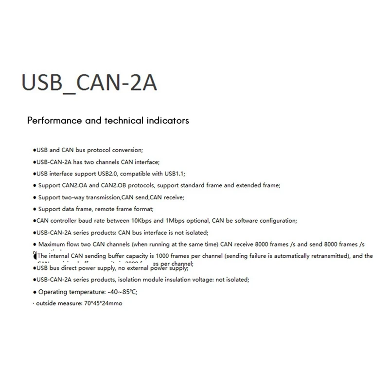 CAN Bus Analyzer Canopenj1939 USBCAN-2A USB To CAN Adapter Dual Path Compatible ZLG