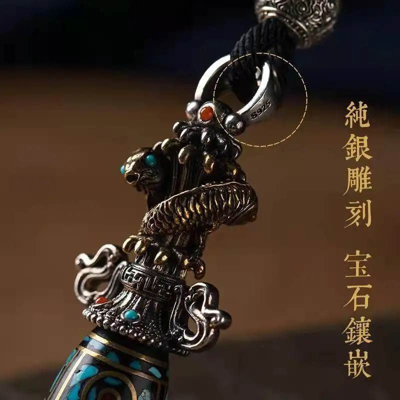 Demon Subduing Vajra Pestle Pendant Rotatable Cylinder Bar Pendant for Men Women Amulet Good Lucky Jewelry Accessories