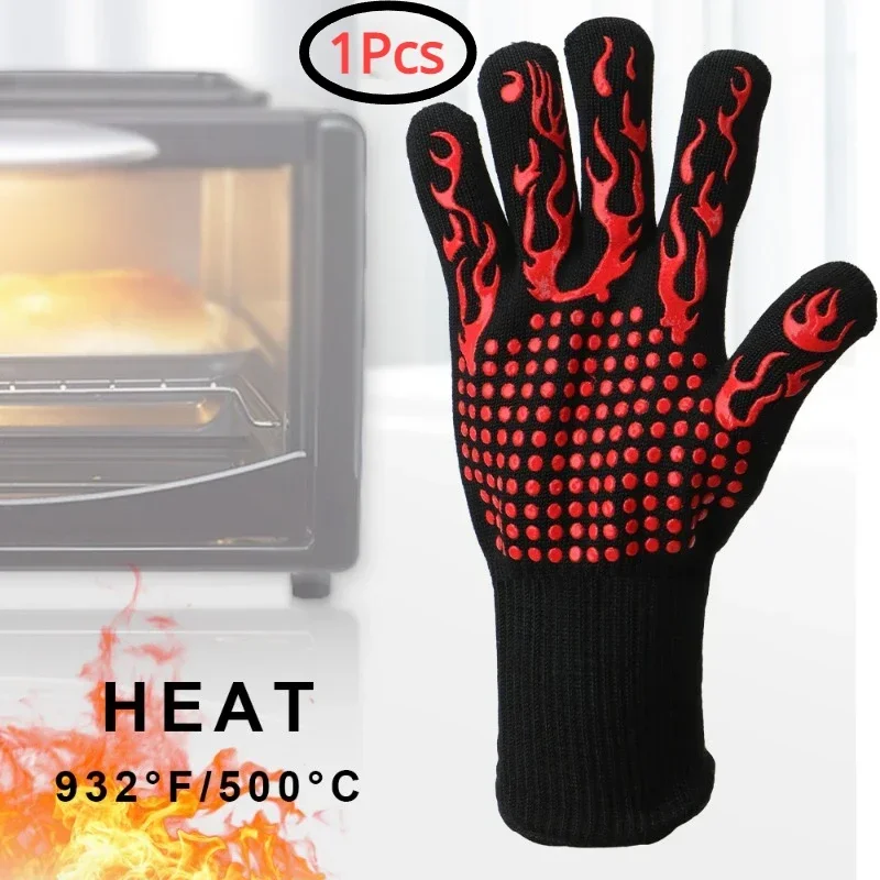 500/800 Degree Heat Resistant 1 Pcs/Pair Microwave Oven BBQ Mittens Gloves Aramid Gloves Cooking Baking Kitchen Accessories