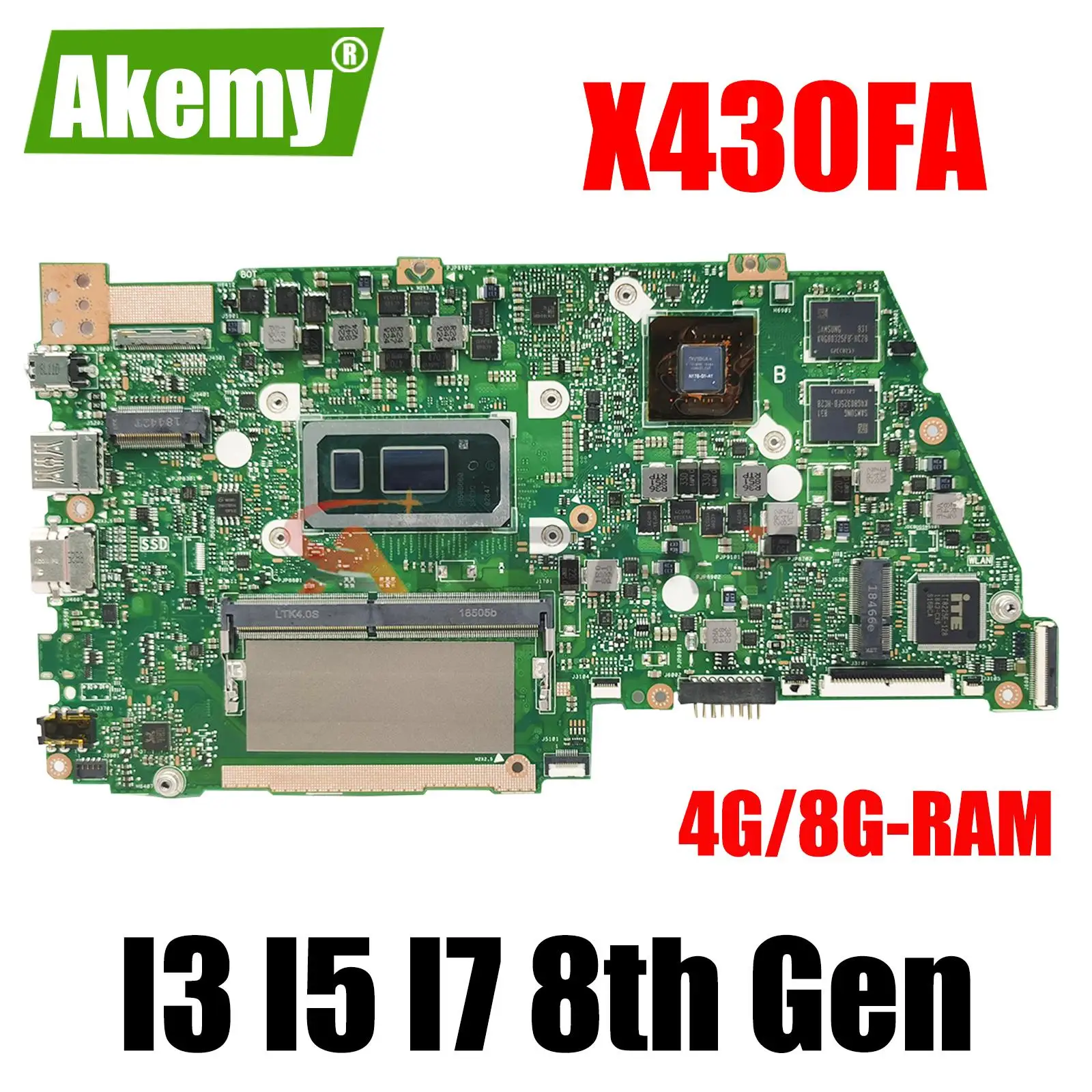 

X430FA Laptop Motherboard For ASUS X430F X430FN A430F S14 S4300F S4300FN Mainboard CPU I3 I5 I7 4G/8G-RAM 100% Working