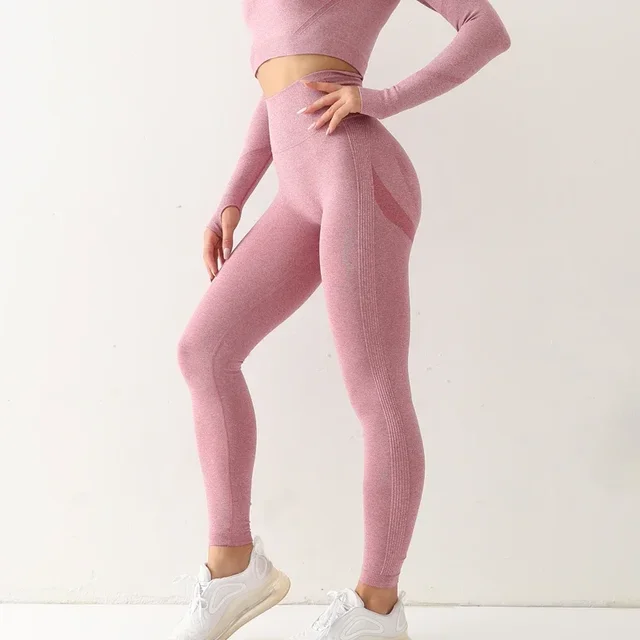 83225-7e38c7.jpg Leggings de sport sans couture pour femmes, taille haute, élastiques, solides, pour yoga, entraînement en salle de sport, pantalons de jogging, accessoires de gym pour femmes