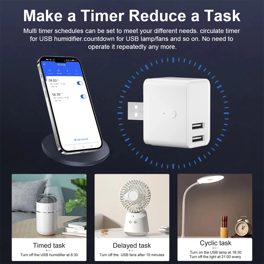Tuya Smart Dual USB Adapter Plug WiFi/Zigbee Version 2Gang Timing Adptor Smartlife APP Control Works With Alexa Google Home power plug adapter power socket adapter conversion plug plug conversion socket wall charger adapter universal socket adapter phone charger plug