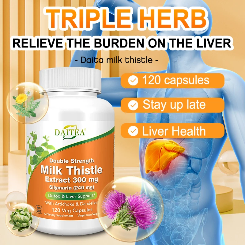 Milk Thistle Artichoke Dandelion Dual Action Milk Thistle Extract 300mg Liver Protectant Fatty Liver Supplement Alcoholism