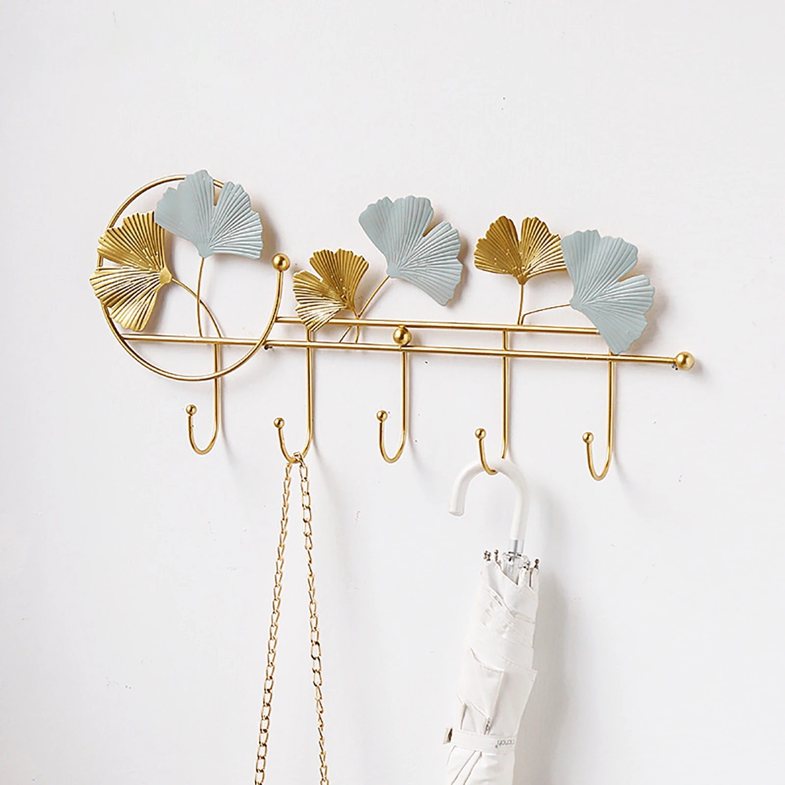 Wrought Iron Hook Wall Mounted Key Storage Holder Entry Porch Decoration Wall Hook Coat Hat Scarf Hanging Hook Leaf Home Decor 3