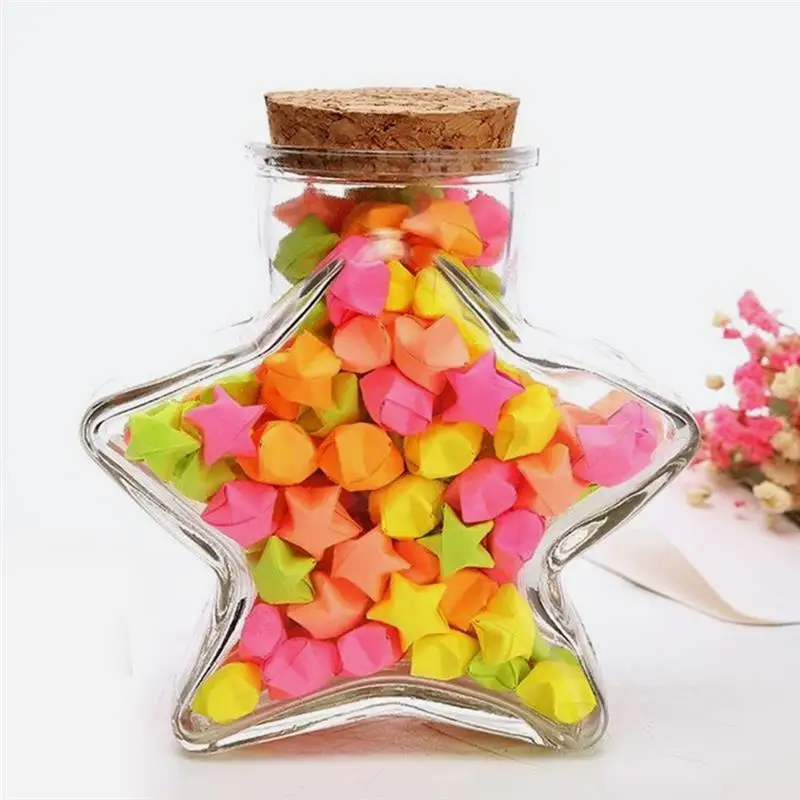 2pcs Star Shaped Glass Jars Craft Wishing Bottles Tiny Corked Glass Bottles Small Storage Jars For Various Items Glass Favor 4