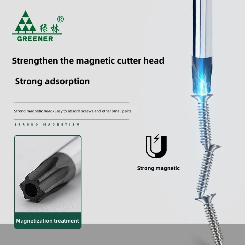 GREENER T8/T10/T25/Hexagon socket screwdriver with strong magnetic T20 torx T15/T30 meter shaped hexagonal socket screwdriver
