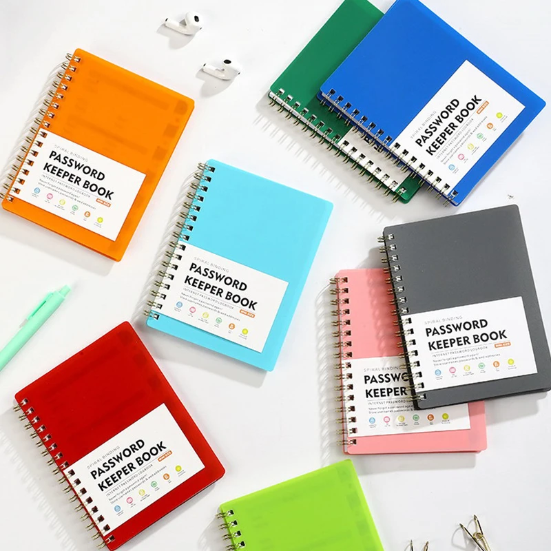 A6 PP Cover Coil Password Notebook With Letter Index Label Internet Login Password Address Book Schedule Plan Journal Stationery