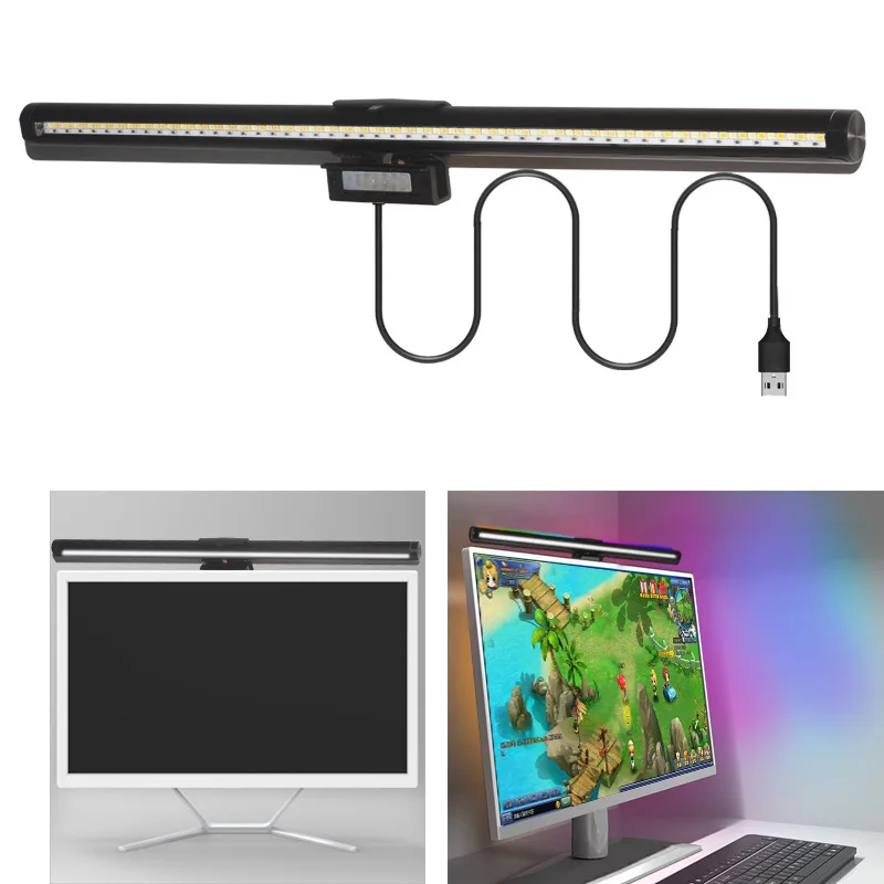 

RGB Monitor Light Bar Stepless Dimmable Led Desk Lamps Screen Hanging Lights Computer Screenbar Backlight for Home Office Study