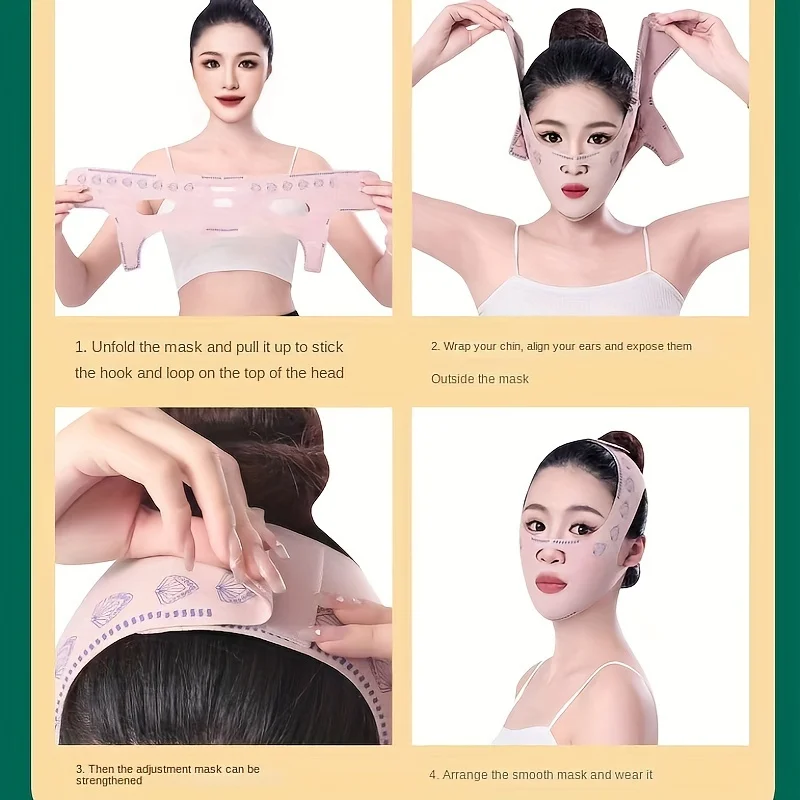 V Face Lift Band - Double Chin Reducer & Jawline Definer, Anti-Aging Elastic Face Mask for Women/Men | Sleep-Friendly Design