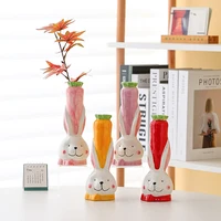 Creative cartoon rabbit carrot shape ceramic vase, pastoral style home living room desktop decoration ceramic vase ornaments 1