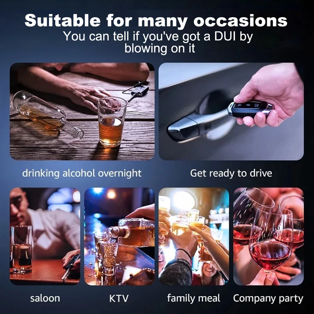 Portable Non-Contact Alcohol Tester With LED Screen Display Breathalyzer USB Rechargeable Breath Alcohol Test Tool