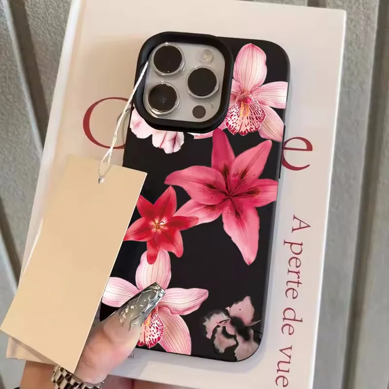 Elegant Lily Flower Art Design Lichee Phone Case