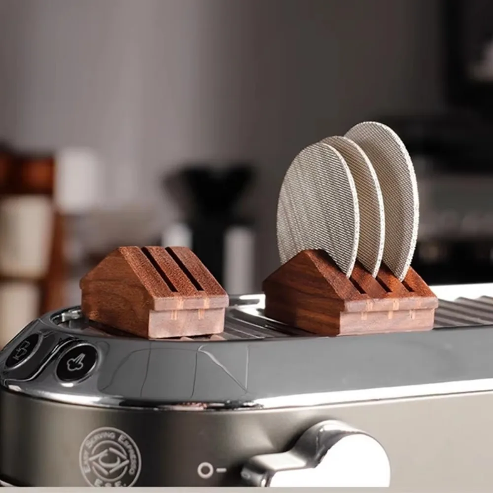 1PC Coffee Filter Screen Holder, Mesh Screen, Barista Coffee Making Puck Screen for Espresso Machine Holder, Walnut Reusable