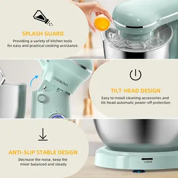 Stand Mixer,660W 10 Speeds Tilt-Head Food Mixer, 3-IN-1 Kitchen Mixer for Daily Cooks with 6 QT Bowl,Dough Hook, Beater 3