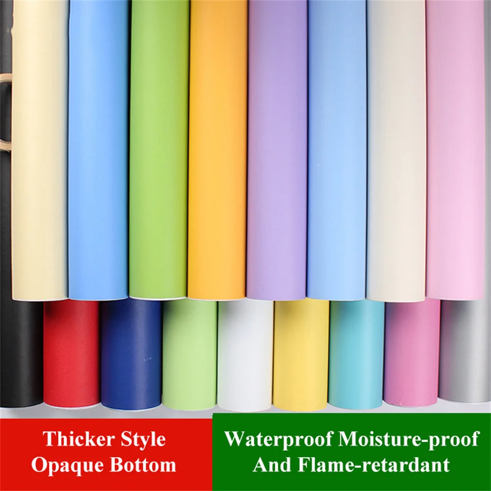 

1/2/3/5/8m Solid Color Vinyl Self-adhesive Wallpaper Waterproof Contact Paper Walls Sticker Film Wall Papers In Rolls Home Decor