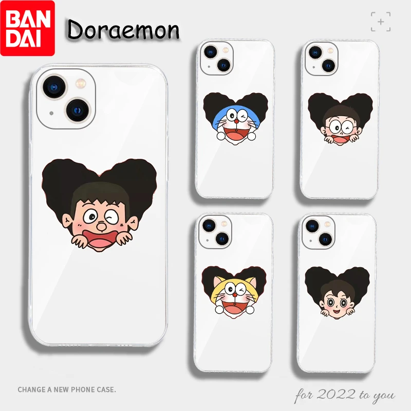 Love Heart Doraemon Shockproof Clear Case For iPhone 13 12 11 Pro Max XR XS X 6s 7 8 Plus SE 11 12 Mini Cartoon Cover Capa iphone 12 phone mini case