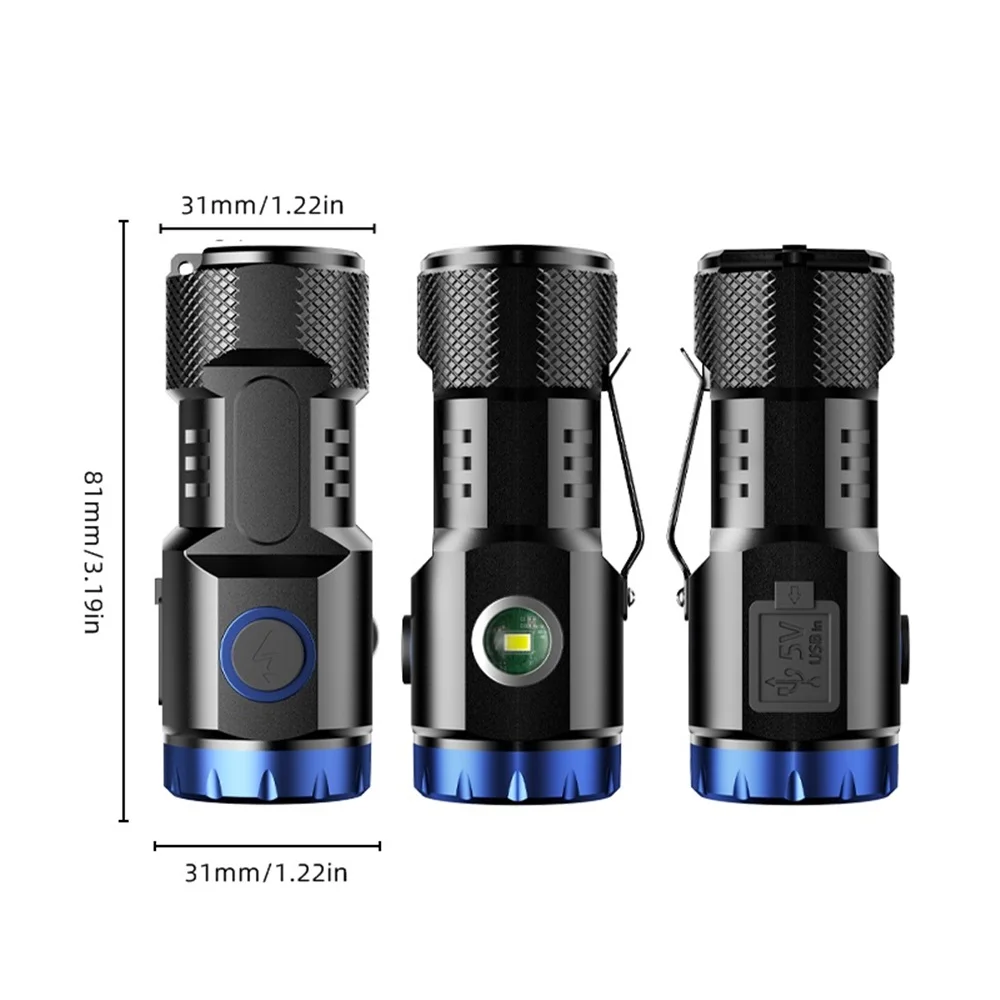 6500k 8x P35 Led 높은 밝은 미니 팜 작은 손전등 USB 충전 COB 사이드 라이트 자석 하이킹 캠핑 홈 작업 Repai 토치