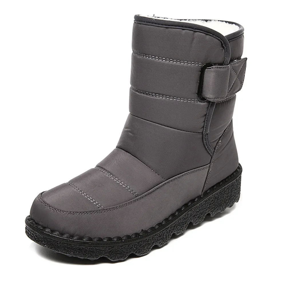 thumbnail image 1 of Botas de nieve de invierno para mujer, antideslizantes, impermeables, con plataforma, de algodón, para hombre de talla grande, cálidas, hasta el tobillo, 1 of 6