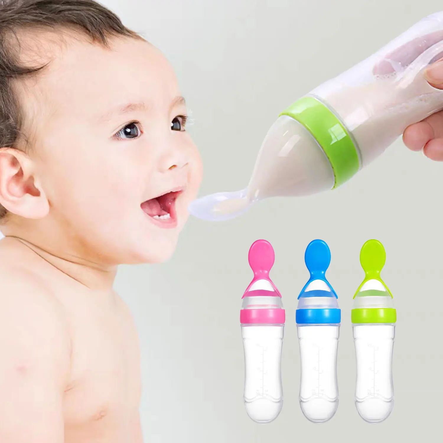 Baby Silicone Rice Paste Spoon Rice Powder Complementary Food Tools Squeeze Baby Feeding Spoon Fruit Puree