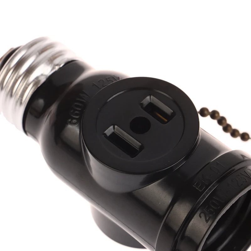 Description Picture 4 of itemHome White Black Bakelite L5-15R US To E26 Light Bulb Socket With 15CM Pull Chain Switch America Lamp Holder Conversion Base New