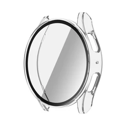 Premium Full Coverage Glass+Case Protective Cover for Smartwatch - Durable PC Bumper Accessory (Transparent)