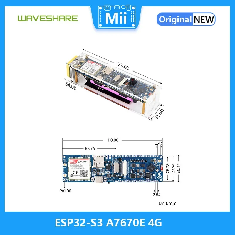 Waveshare ESP32-S3 A7670E 4G  , LTE Cat-1, 2G, WiFi, , ȭ ȭ, SMS, GNSS Ŵ 