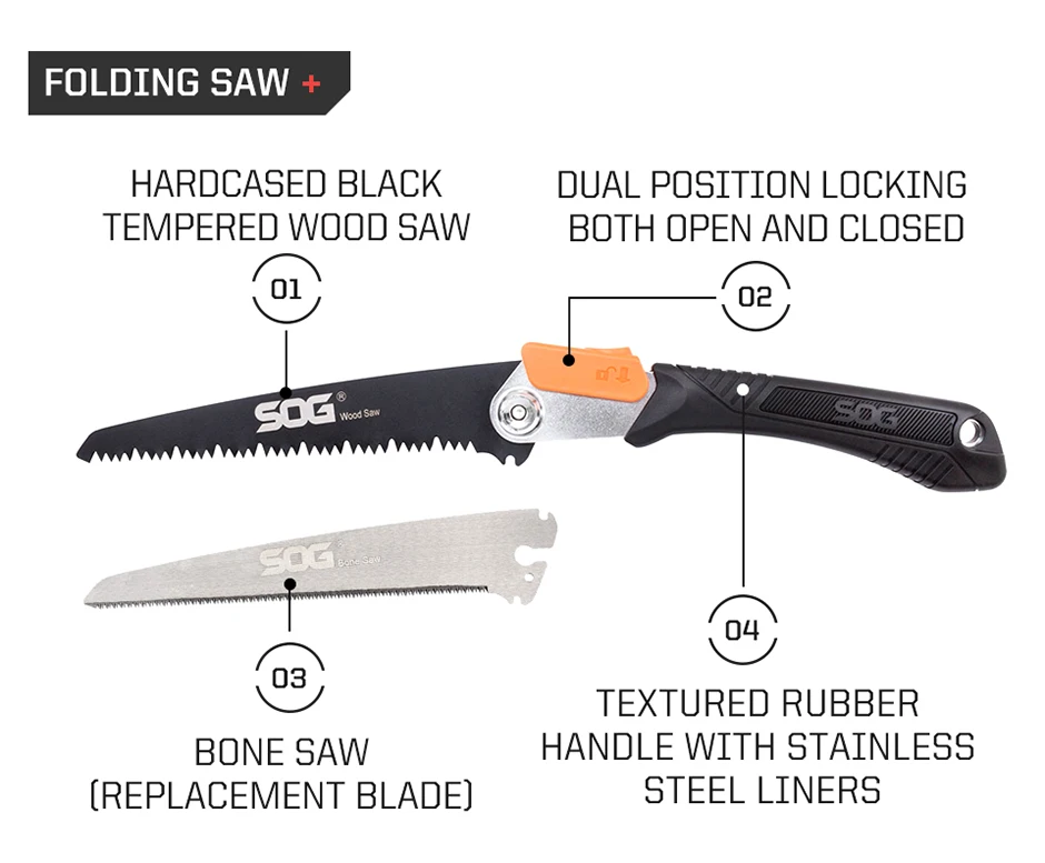 Description Picture 6 of itemSOG Folding Saw Multifunctional Hand Tools Mini Foldable Home Garden Outdoor Camping Hunting Small Survival Multi-tool Wood Saw