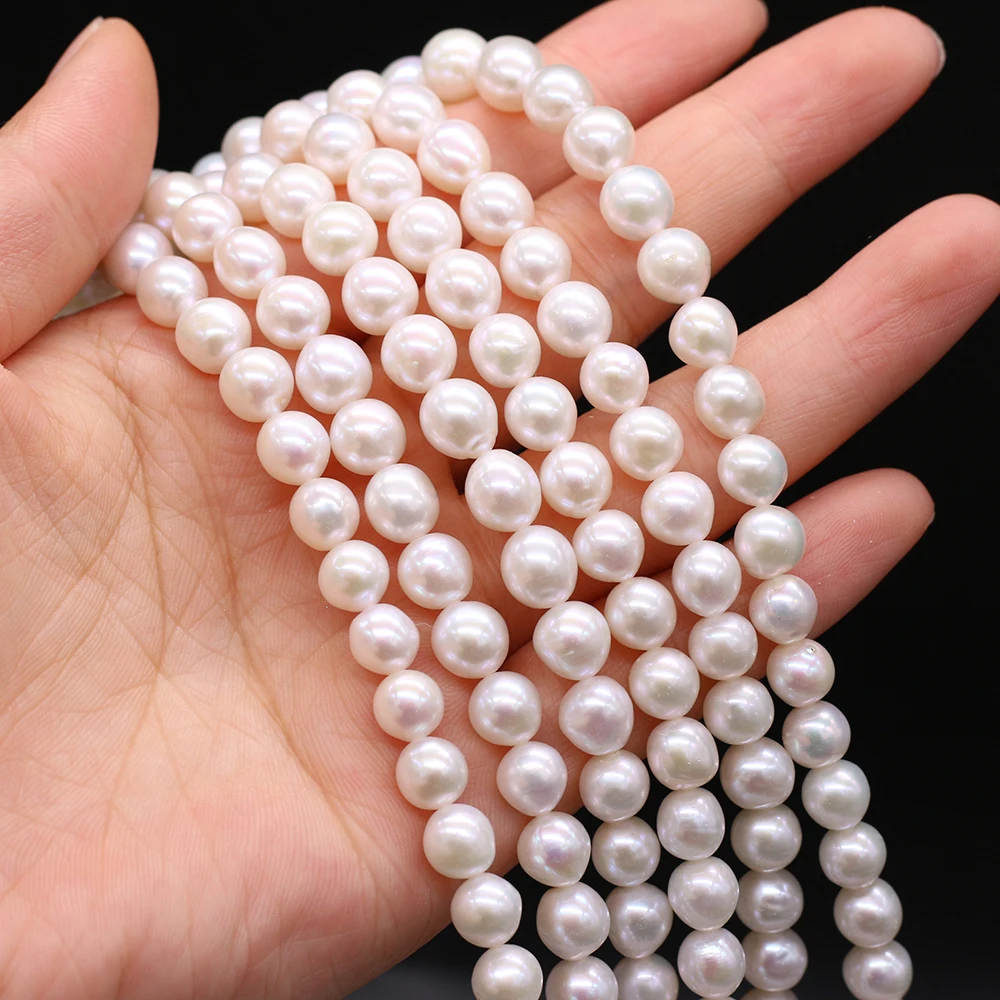 100% Natural Freshwater Pearl High Quality AAA Round Beaded For Jewelry Making DIY Bracelet Necklace Accessories Gift 7-8mm