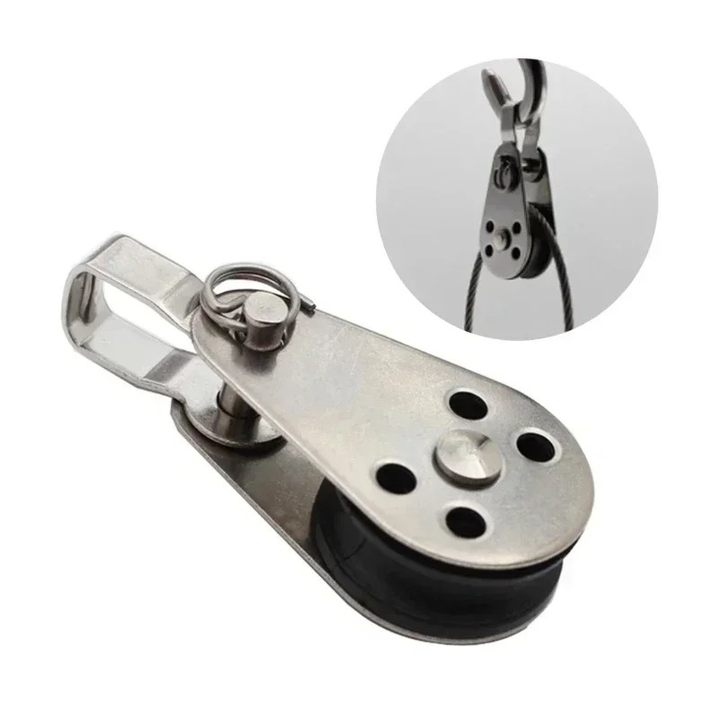 

Single Single Eye Stainless Block Swivel Durable Block Wheel Rope Nylon Pulley Steel Pulley Sheave Boat Wire 316