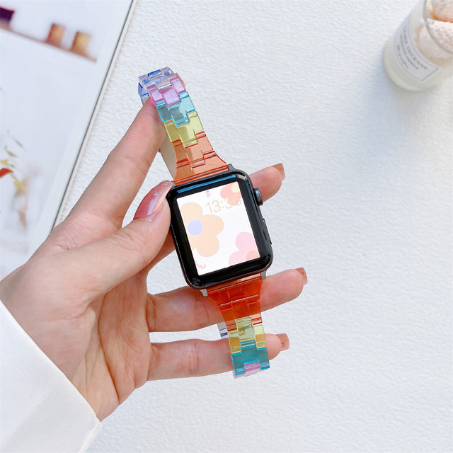 Transparent Band For Apple Watch 44mm 40mm 45mm Series Se 7 6 5 Clear Strap on Smart Iwatch 34 38mm 42mm Bracelet Watchband