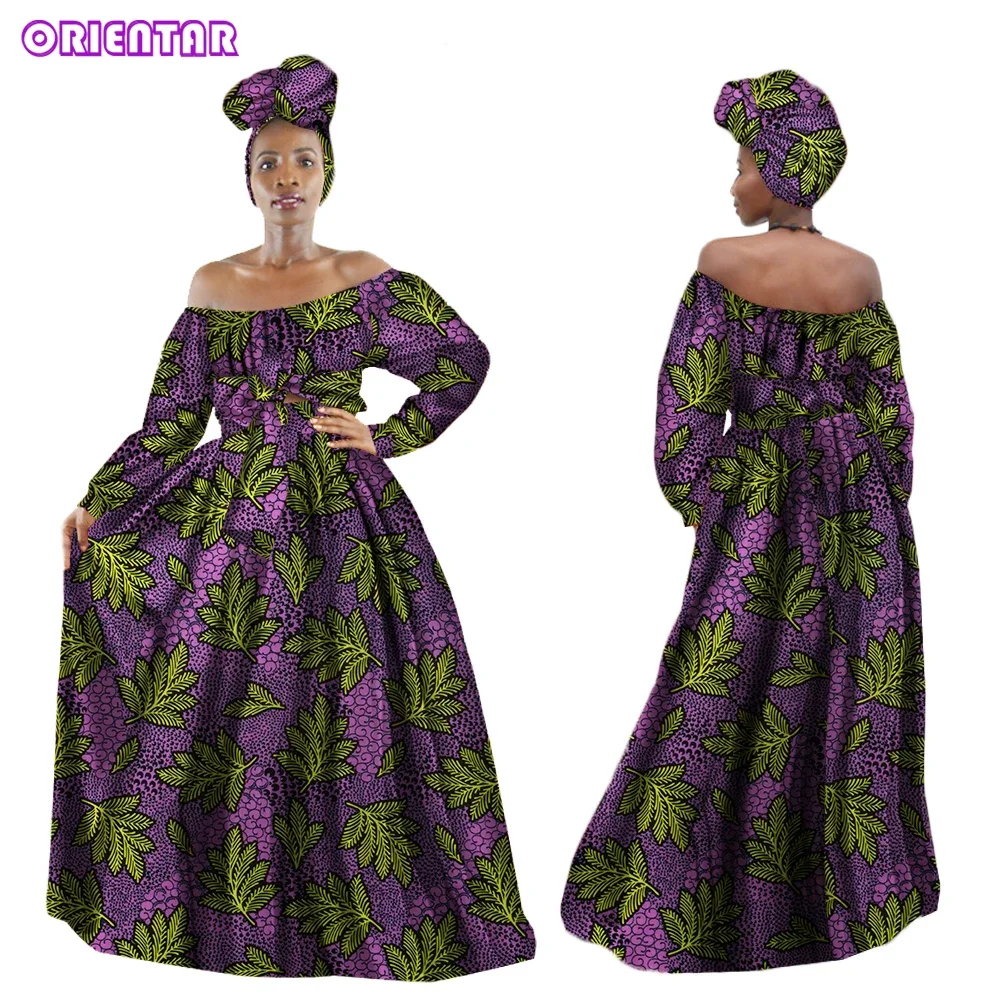 Fashion Women Crop Tops and Long Skirts with Headscarf Bazin Riche Ankara African Clothing Women Suits Set Party WY3238 bazin riche african men clothing print shirts with three chain and pants 2 piece set dashiki outfits plus size casual a2216020