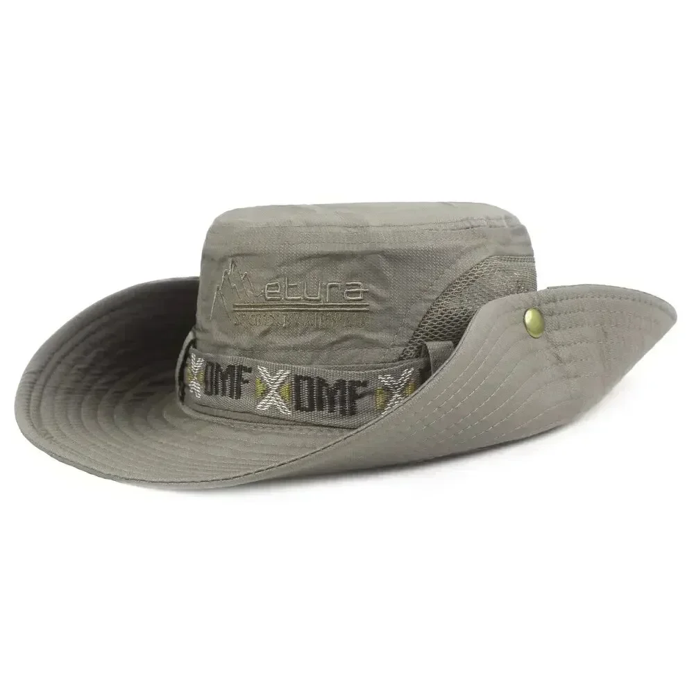 Sommer Männer Eimer Hut Im Freien UV Schutz Breiter Krempe Panama Safari Jagd Wandern Hut Mesh Fischer Hut Strand Sonnencreme Kappe – Detail 14